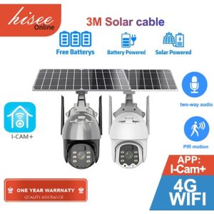 4G LTE SIM Card / WIFI - Free Batteries - I-CAM+ APP Solar Camera 5MP Outdoor Wireless PTZ IP CCTV Camera Home Security