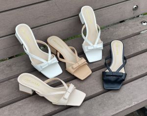 Guốc nữ cao 3 phân quai mảnh gắn nơ gót trụ