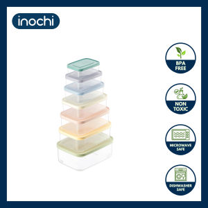 Inochi Hokkaido Rectangular Food Container Set of 7 – 500ml to 3500ml – Airtight BPA-Free Microwave & Freezer Safe