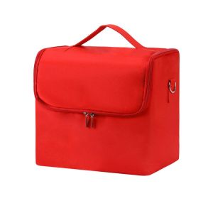 BAIXL Adjustable Straps Makeup Carrying Case Multi-layer Portable Travel Toiletry Organizer Convenient Comfortable Handle Folding Manicurist Toolbox Travel