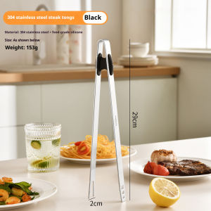 ที่คีบสเต็กใช้ได้สองอย่างสำหรับการทอดและย่าง304สแตนเลสบาร์บีคิวคีบอุปกรณ์ครัวทนความร้อน