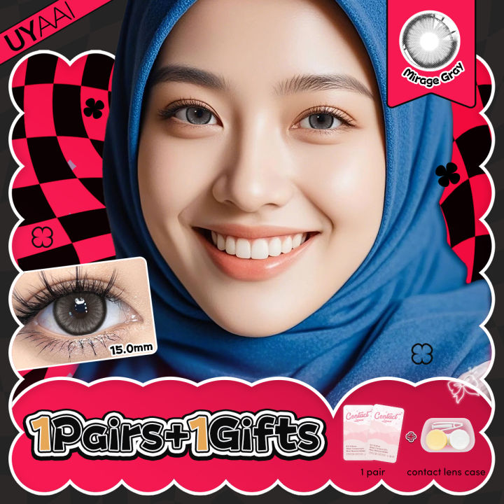 (0.00-6.00)%20Power%20UYAAI%201%20Pair%20Colored%20Contact%2014.5mm%20Mirage%20Brown%20Green%20Blue%20Gray%20Wearing%20Soft%20Lens%20Natural%20Look%20Monthly%20Replacement%20-%20Image%204