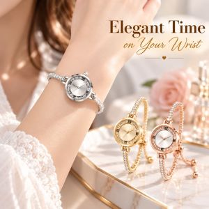 MUSCLEX Đá pha lê Đồng hồ thạch anh Dây đồng hồ đính  cương với vòng tay có thể điều chỉnh độ dài. Trang sức đeo tay Hàng ngày Đồng hồ hình tròn Phụ nữ bé gái.