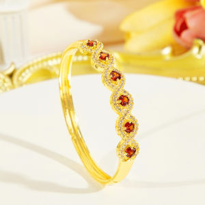 Sequito phụ kiện quần áo thời trang Inlay tròn nhiều màu Zircon AAA tiệc mảnh mai Bangle phụ nữ mạ vàng trang sức đeo cổ tay B364