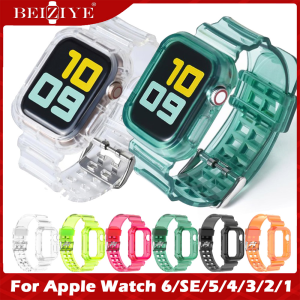 Sport Strap compatible with Apple Watch Band 41mm 45mm silicone Transparent compatible with apple watch Series 9 8 7 SE 6 5 4 Strap 44mm 40mm 41mm 45mm wirst Watchband