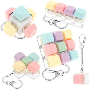 4/9 Keys Finger Button Anti-stress Toys Mechanical Keyboard Keycaps Office Decompression Calming Keychain Gifts for Children