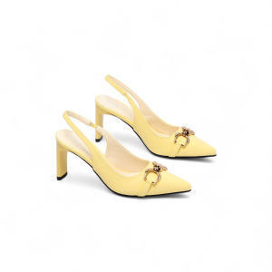 Giày Slingback Cao Gót 7cm Da Bóng Khoá Xích Pixie H390