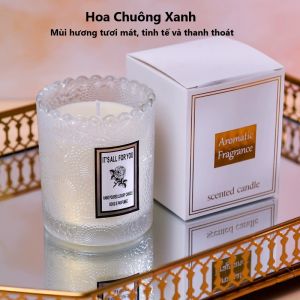 Nến Thơm Không Khói Ly Thủy Tinh Chạm Nổi Sang Trọng