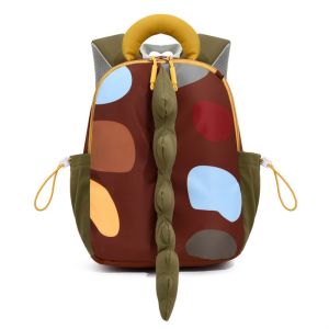 TEWUB Cartoon Design Kids Backpack Dinosaur Tail Oxford Cloth Dinosaur Backpack Portable Padded Straps Toddler School Bag Kindergarten