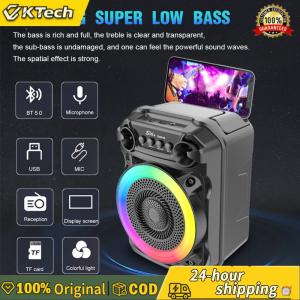 【Vktech】 BT Speaker Stereo Sound Wireless Speaker RGB Lights for Home Outdoor Adults Kids