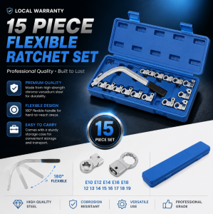 Spot goods 15pcs 12-19mm Serpentine Adjustable Wrench Tool for Automotive Engine Belt Pulley Removal and Installation 工具盒