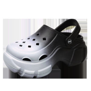 [Free Shipping] Gradient Color Thick-Soled Clogs for Women New Fashionable Outdoor Height-Increasing Non-Slip Beach Closed-Toe Half Slippers