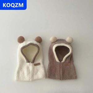 [COD] KOQZM Bé dễ thương Windproof tai bảo vệ Balaclava hat mùa đông ấm áp một mảnh khăn cap dày dệt kim mũ trùm đầu trẻ em Beanies