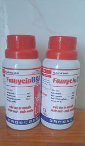 Famycin USA 150SL 15ml: Phòng trừ thối nhũn do vi khuẩn đốm sọc vi khuẩn lep lép hạt bạc lá trên lúa héo xanh sương mai trên cà chua thối nhũn bắp cải trừ thối cuống đỏ đầu