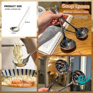 GotGo【มีสินค้าในสต๊อก】 ช้อนซุป ช้อนสแตนเลส ช้อนตักซุปสไตล์เกาหลี ขนาดใหญ่ ด้ามยาว Scoop
