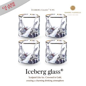 Dining Vaisselle แก้วน้ำคริสตัล Iceberg ขอบทอง 280ml แก้วพรีเมียมหรู แพ็ค 4/6/10 ใบ