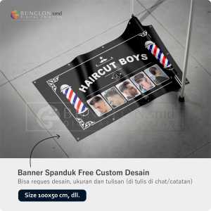 PRINT CETAK SPANDUK BANNER PANGKAS RAMBUT WARNA HITAM PUTIH FREE DESAIN