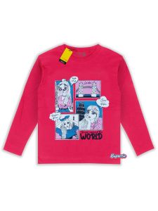 Kaos Anak Cewek Lengan Panjang Distro Karakter GIRL WORLD Warna Fanta Bahan katun premium 30s