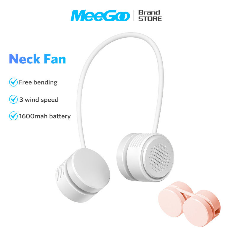 MeeGoo Foldable Bladeless Neck Fan USB Rechargeable Adjustable Leafless Portable Mini Air Cooler Conditioner For Sports Outdoor Use_voghion.com