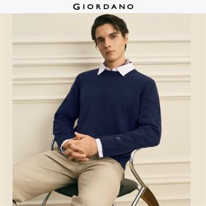 Giordano Men G+ embroidery crewneck sweater Free Shipping 01056802