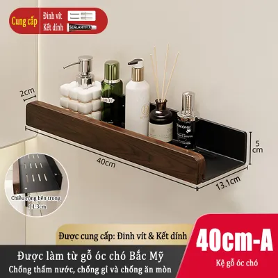Chất liệu gỗ óc chó MEIDOO Kệ để đồ nhà tắm Giá đựng mỹ phẩm treo tường bền sẽ không bị rỉ sét