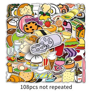 108pcs kartun asal pelbagai pelekat makanan Sreative corak Logo makanan Graffiti Sticker Notebook Luggage Water Cup Sticker hiasan