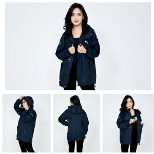 Pakaian Wanita Jaket Semi Parka Parasut Taslan Waterproof Hoodie HOXER  Marun-gibranstore