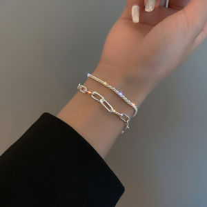 Shining Simple Silver Color Chain Bracelet for Women Hollow Geometric Adjustable Bracelet Girlfriend Jewelry Gift