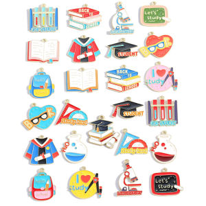 20Pcs Alloy Drip Earrings Graduation Season Series Enamel Pendant DIY Necklace Earring Jewelry Accessories Crafting Materials