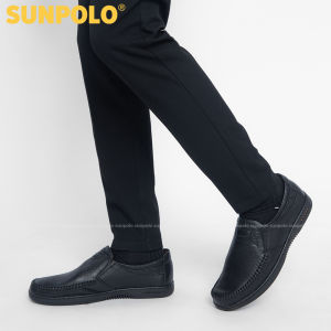 Giày lười nam da bò SUNPOLO SU4010 (Đen Nâu)