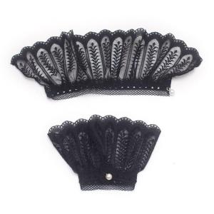 1Pair Elegant Floral Lace False Cuffs Pleated Horn Cuffs Detachable Shirt Fake Sleeve Cuffs Wrist Warmers for Women Girl