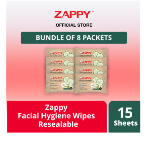 Zappy Facial Hygiene Wipes 15 Sheets Resealable