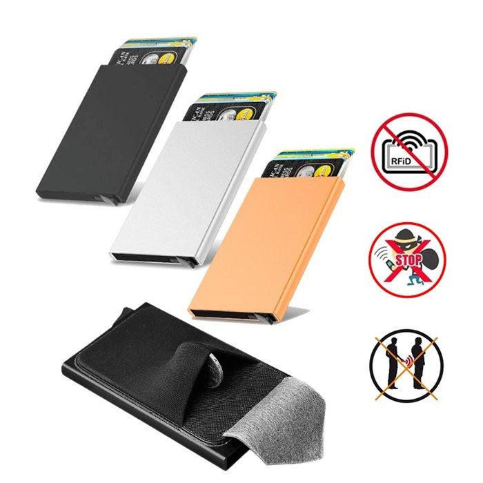 RFID Card Holder Blocking Slim Metal Wallet Automatic Pop up Credit ...