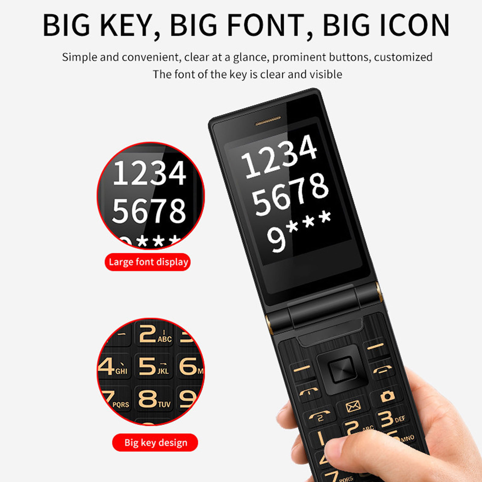 Nannigr Flip Seniors Phone 5900mAh Battery 2G Dual SIM Dual Standby 2 ...