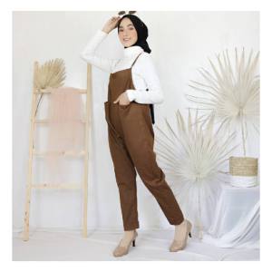 Fashion Wanita Overall Hangout Celana Kodok Katun Twill Polos Tebal Sonia XL