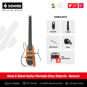 Donner Hush X Silent Guitar Portable Gitar Elektrik - Natural