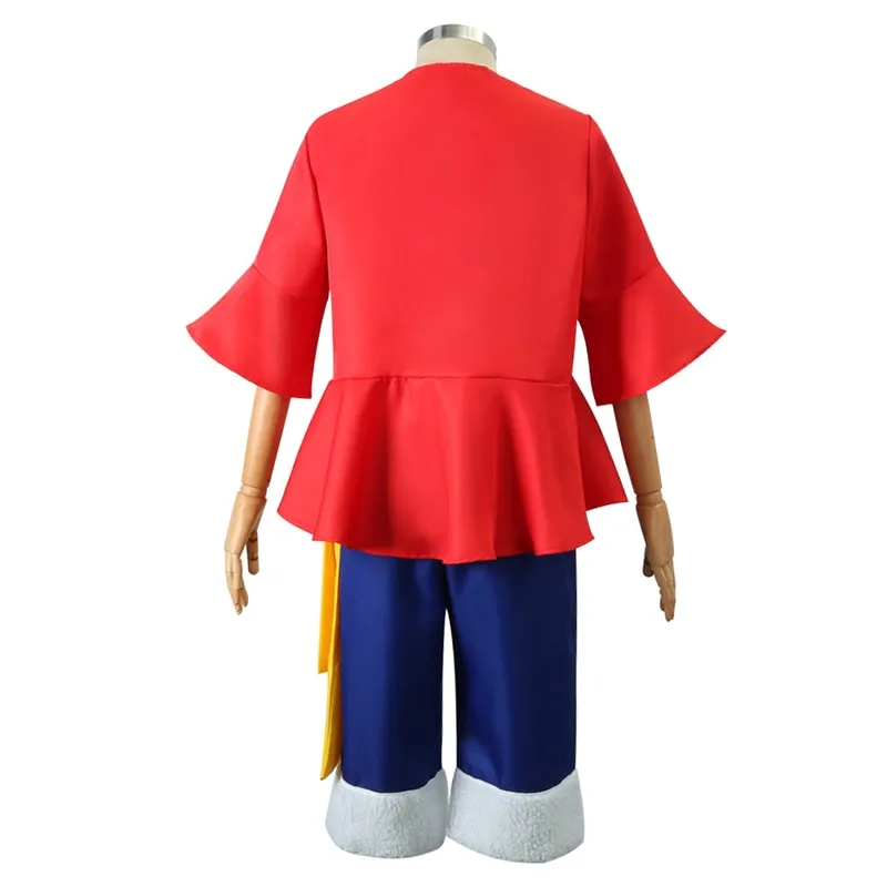 Anime Luffy Cosplay Costume Straw Hat Red Jacket Halloween Carnival Party  Costumes for Men Women Adult Children