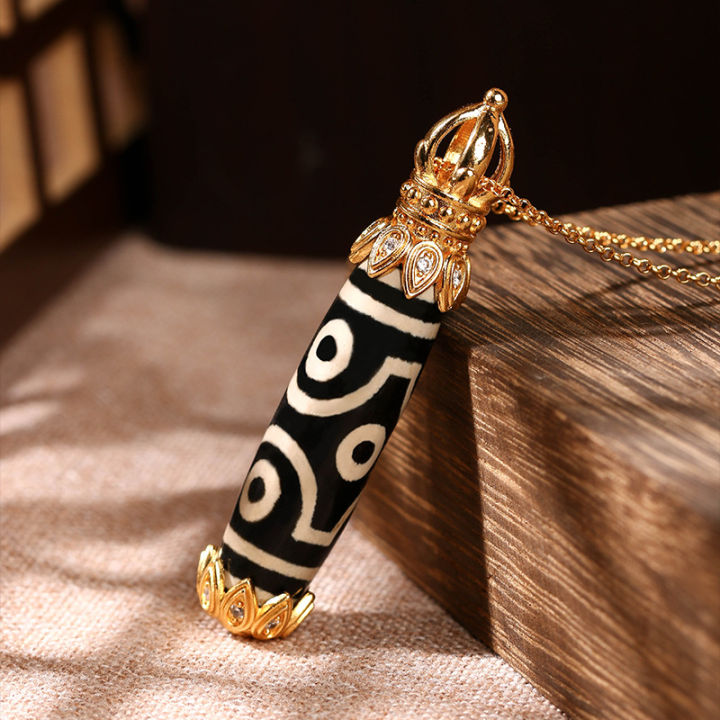 628Her Lab Jewelry | Vòng Cổ Hạt Dzi Nine Eyes Mã Não Cổ Mạ Vàng 24K Cá ...