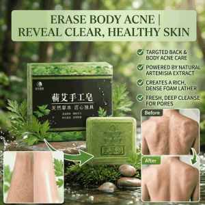 Skin Purifying Mugwort Detox Soap Back Itching Relief Body Cleaning Bar Soap Handmade Facial Wash Bathing Soap for Men and Women