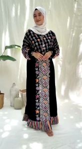 (COD) GAMIS SYAKILA BUNGA BATIK CAP
