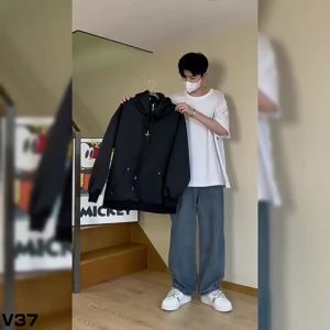 Quảng Đông M♢0328 Áo hoodie nam nữ cổ cao dáng rộng phối khóa kéo thời trang kiểu Ninja áo nỉ hoodie R Mỹ áo khoác hoodie zip3/22