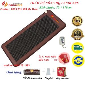Thảm đá nhiệt nóng HQ Fanocare KT 70*170cm đá lục giác đen (Tặng kèm Gối + Ga phủ+ cao sâm)