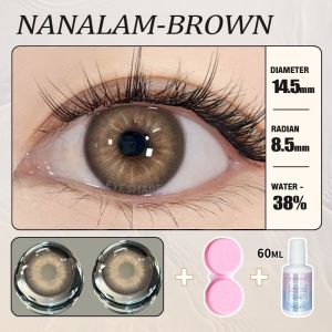 （COD）Korean girl group style brown contact  with solution 14.5mm color contact  Yearly Use
