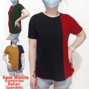 Kaos Lengan Pendek Wanita Allsize T Shirt Kombinasi