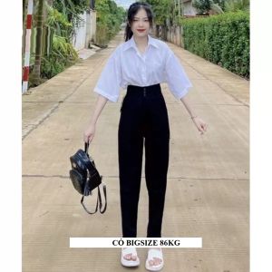 Quần Tây Đi học 3 Khuy dáng Baggy Lưng cao Vải Tuyết mưa cao cấp thiết kế thời trang cá tính có bigsize 90kg