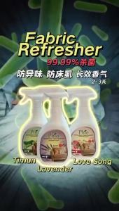 Phio Fabric Refresher 500ml  AntiBacterial Kill Ges Prevent Bed Bugs Love Song Lavender Timun