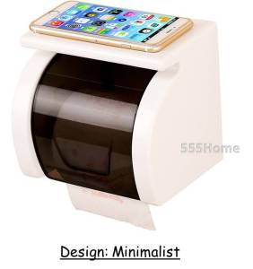 [SG] Toilet Paper Holder With Cover / Bathroom Toilet Roll Holder With Handphone Organizer Rack