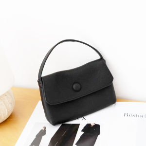 Niche Row Style Sally Top Grain LeatherSquare Bag Button Design Minimalist Genuine Leather Hand Tote Bag