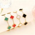 18k Gold Bracelet Woman Non Fading Pawnable Fashion Bracelet Four Leaf Clover Lucky Charm Bracelet. 