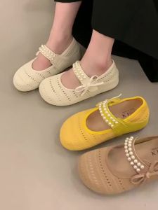[Free Shipping] Pearl Breathable Mesh Slippers For Women 2026 Summer New Style Thick-Soled Sandals Fashionable And Versatile Slip-On Slippers